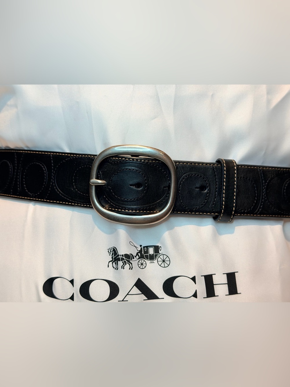 Coach 2018 Signature Embossed Buckle Belt (#C8 90080) Large - Picture 5 of 9